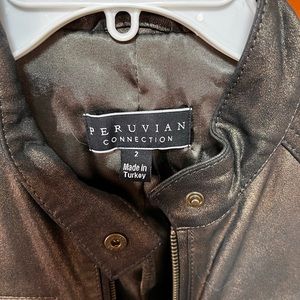 Used, vintage Peruvian Connection Lambskin pewter color bomber style jacket
